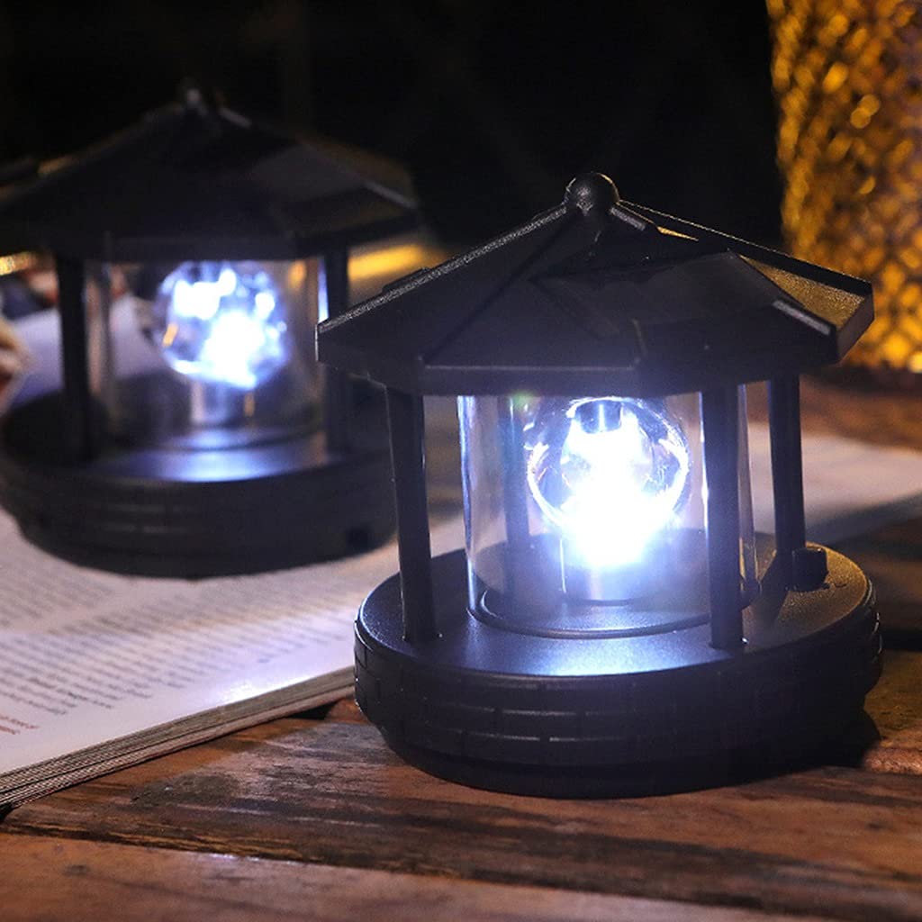 2 Pieces Solar Powered Lighthouse Shape Light D400