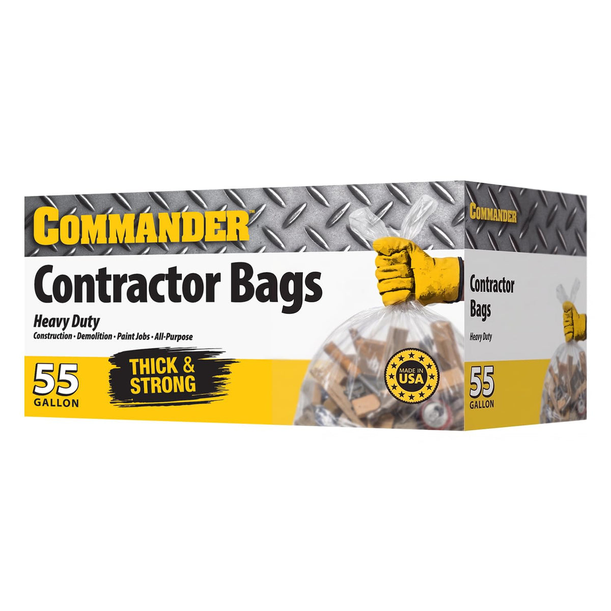 55 Gallon Clear Heavy Duty Contractor Bags with Flap Ties, Pack of 40 G99954