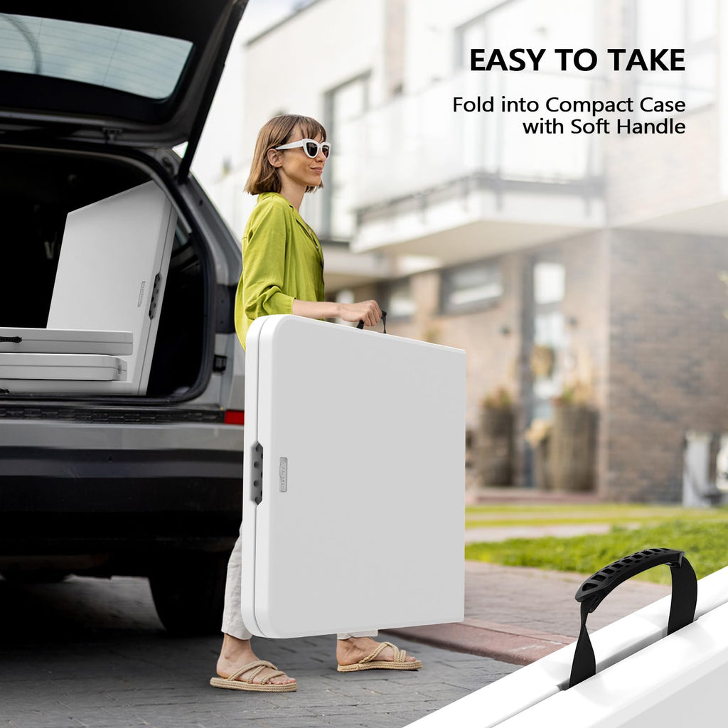 White 6-Foot Portable Plastic Folding Table 2 Pack V8221