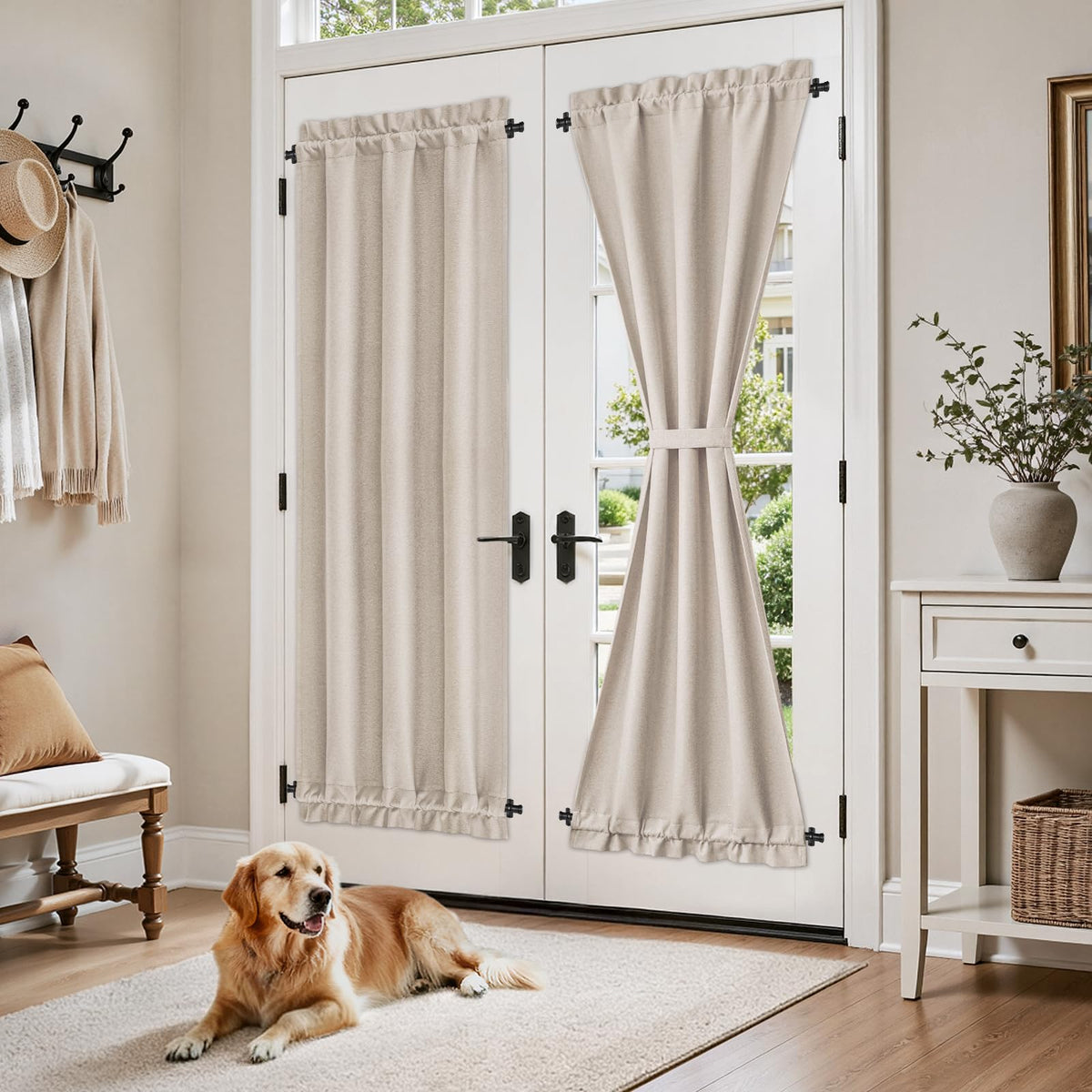 100% Blackout Linen Door Curtains 26x72 Inch J272693