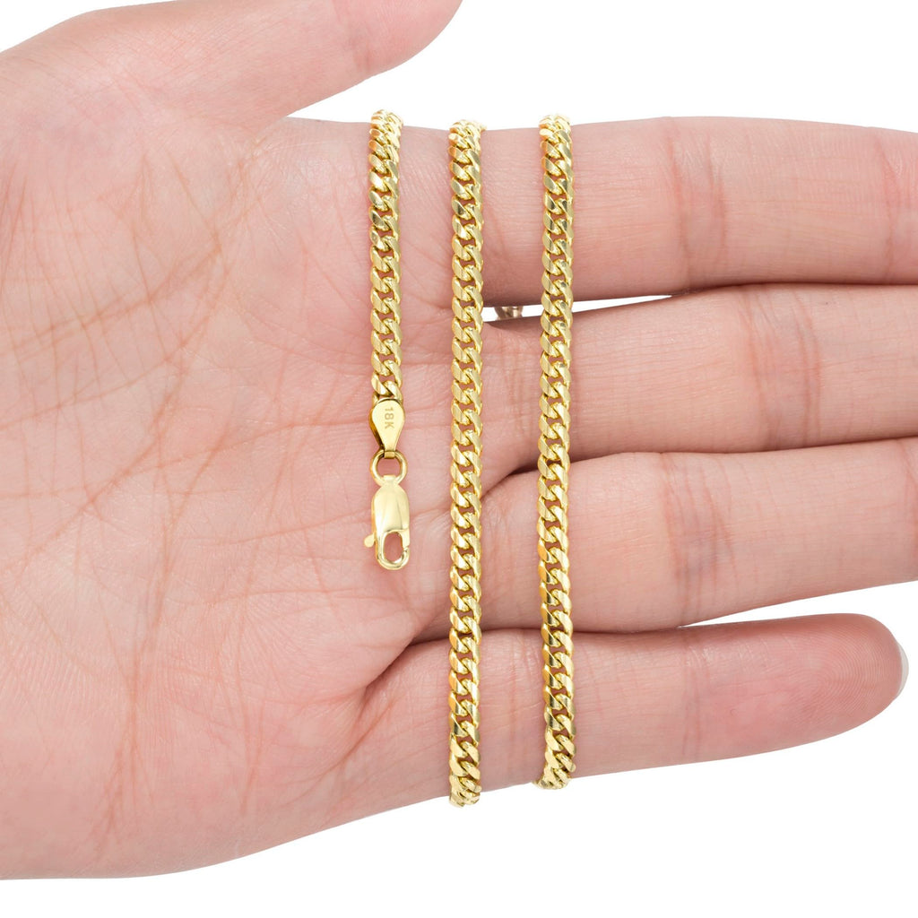 18k Yellow Gold Cuban Link Chain Necklace V9598