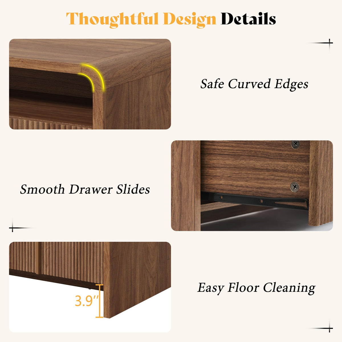 Fluted Coffee Table with Storage L41460
