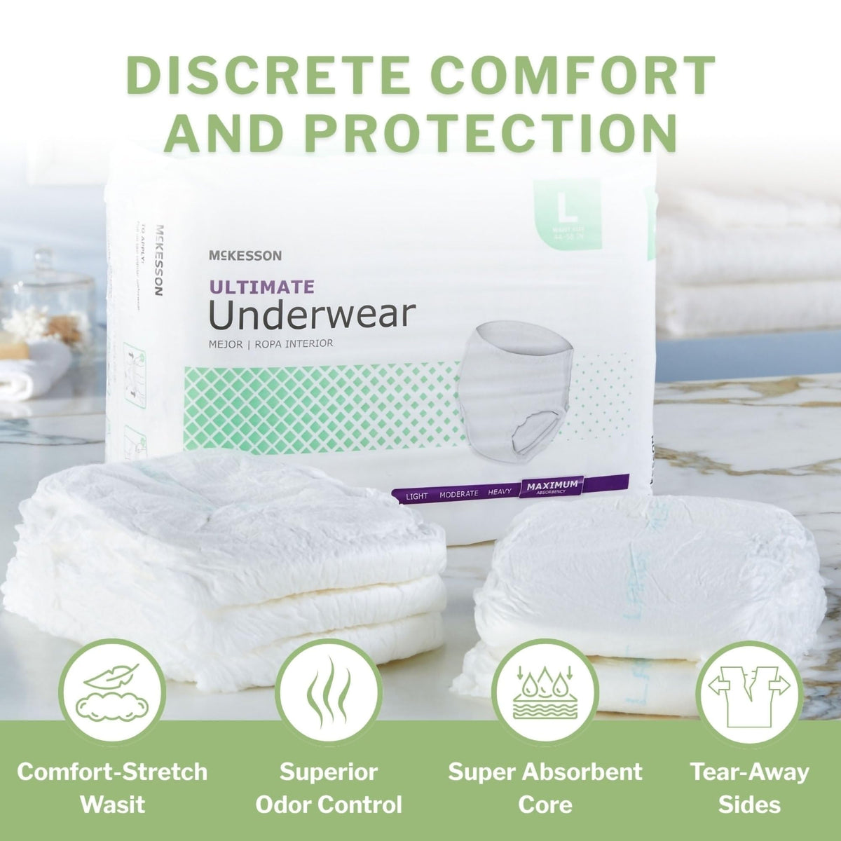 Adult Incontinence Underwear, Large, 72 ct F9894