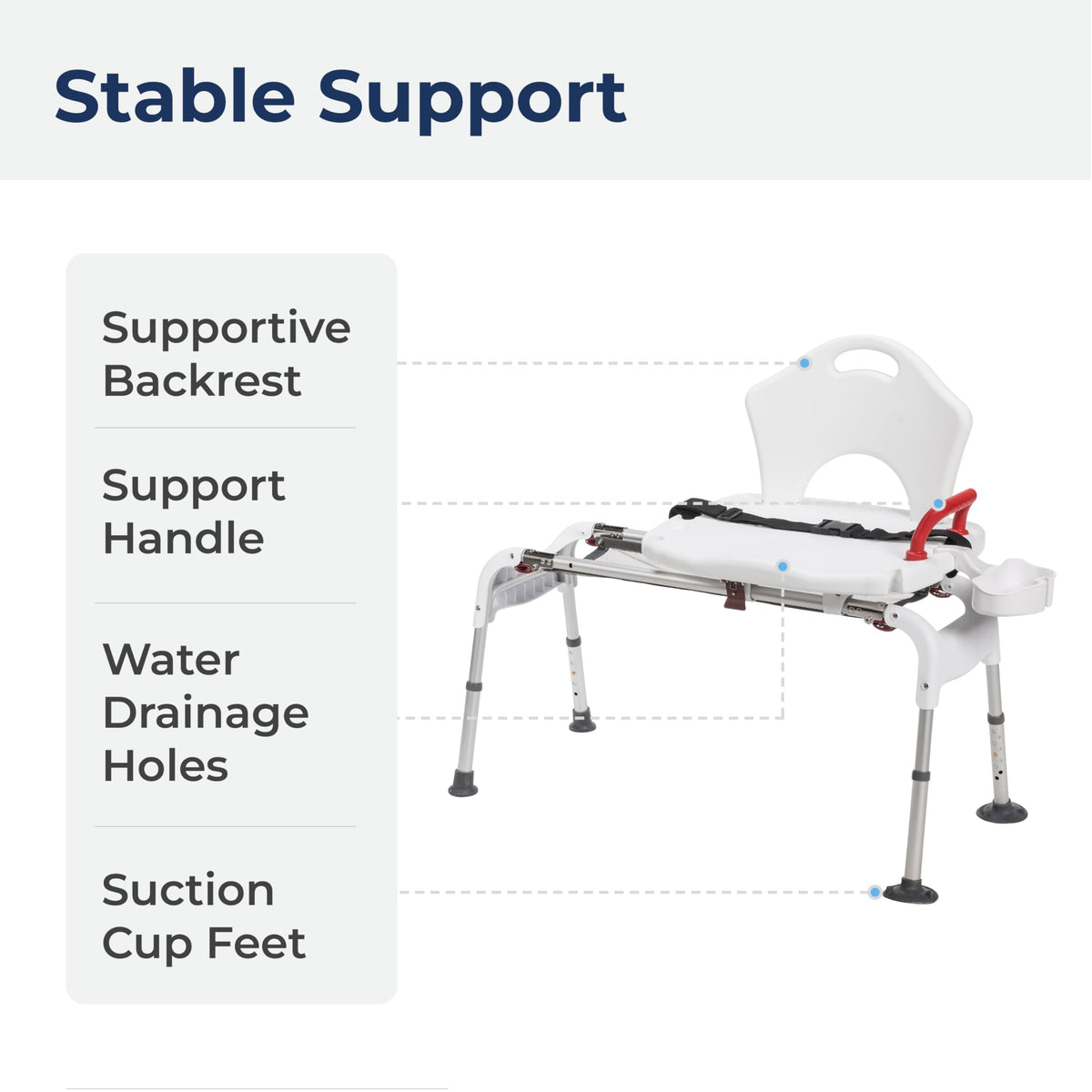 Adjustable Height Sliding Bathtub Transfer Bench Shower Chair Q541862