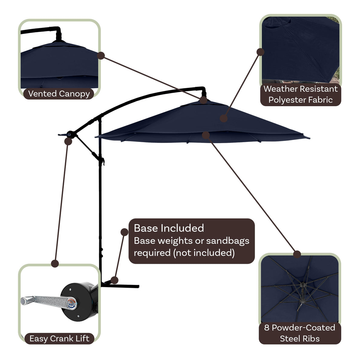 10 Ft Offset Cantilever Patio Umbrella with Cross Base B5609