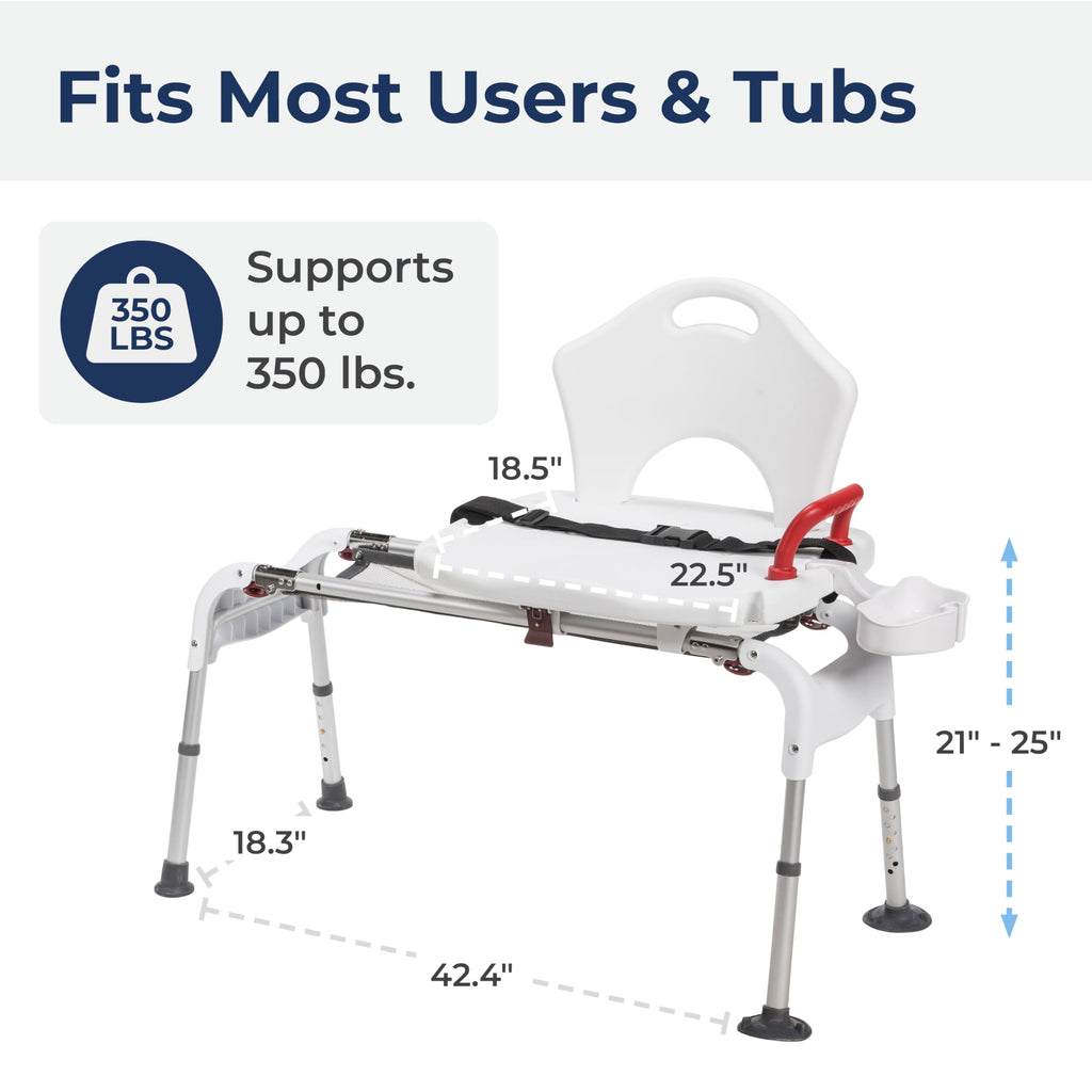 Adjustable Height Sliding Bathtub Transfer Bench Shower Chair Q541862