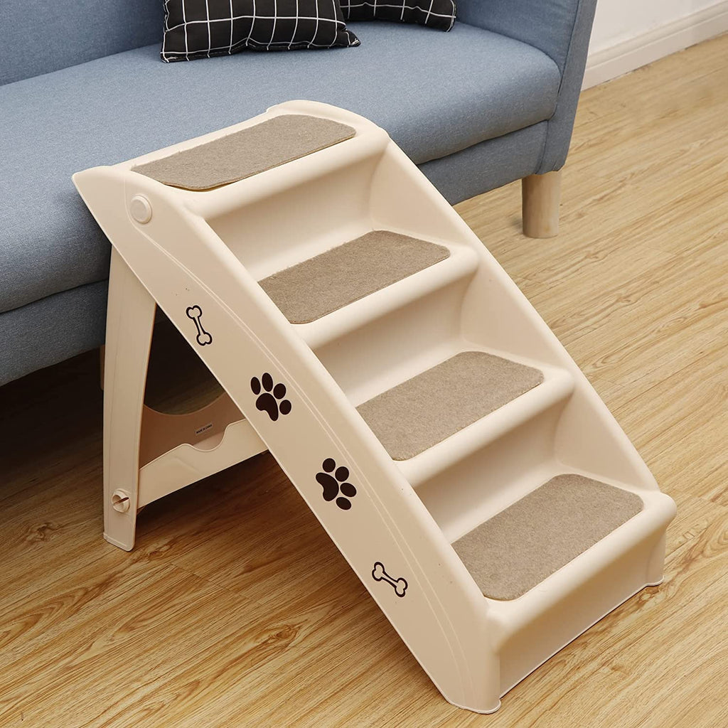 Tan 4-Step Non-Slip Foldable Pet Steps Z1241