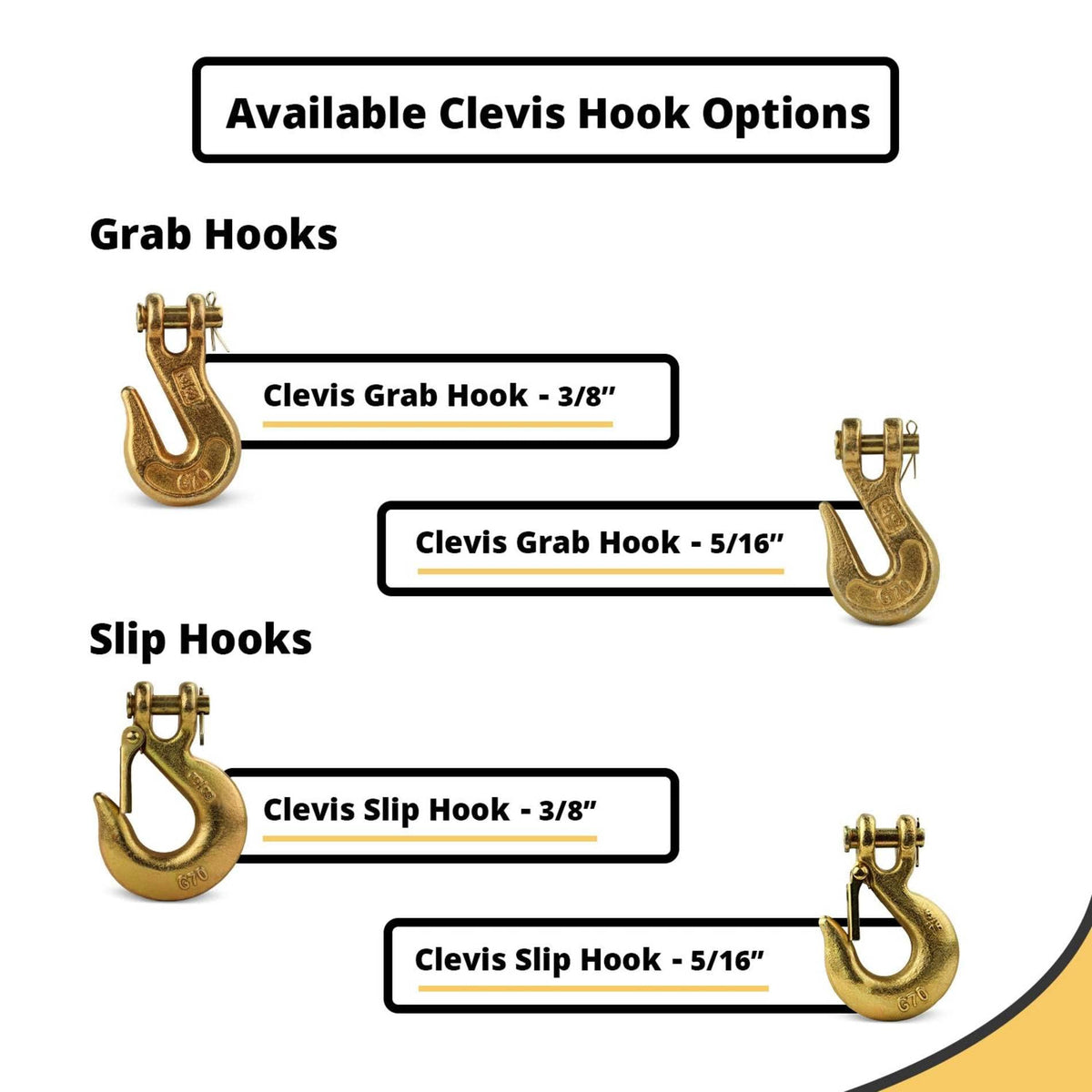 3/8 Clevis Hook G70 4 Pack S57328