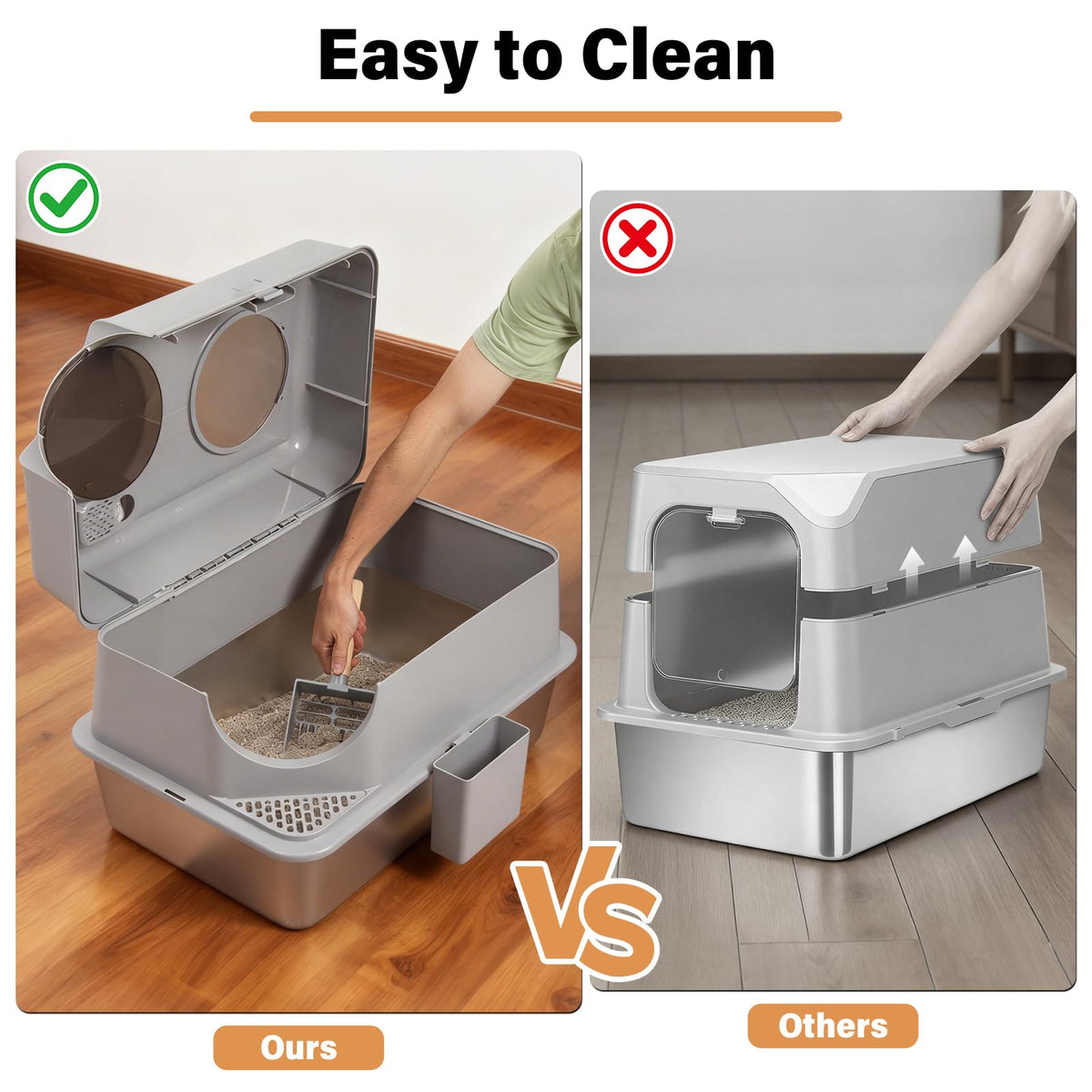 XL Stainless Steel Enclosed Cat Litter Box with Lid A56101