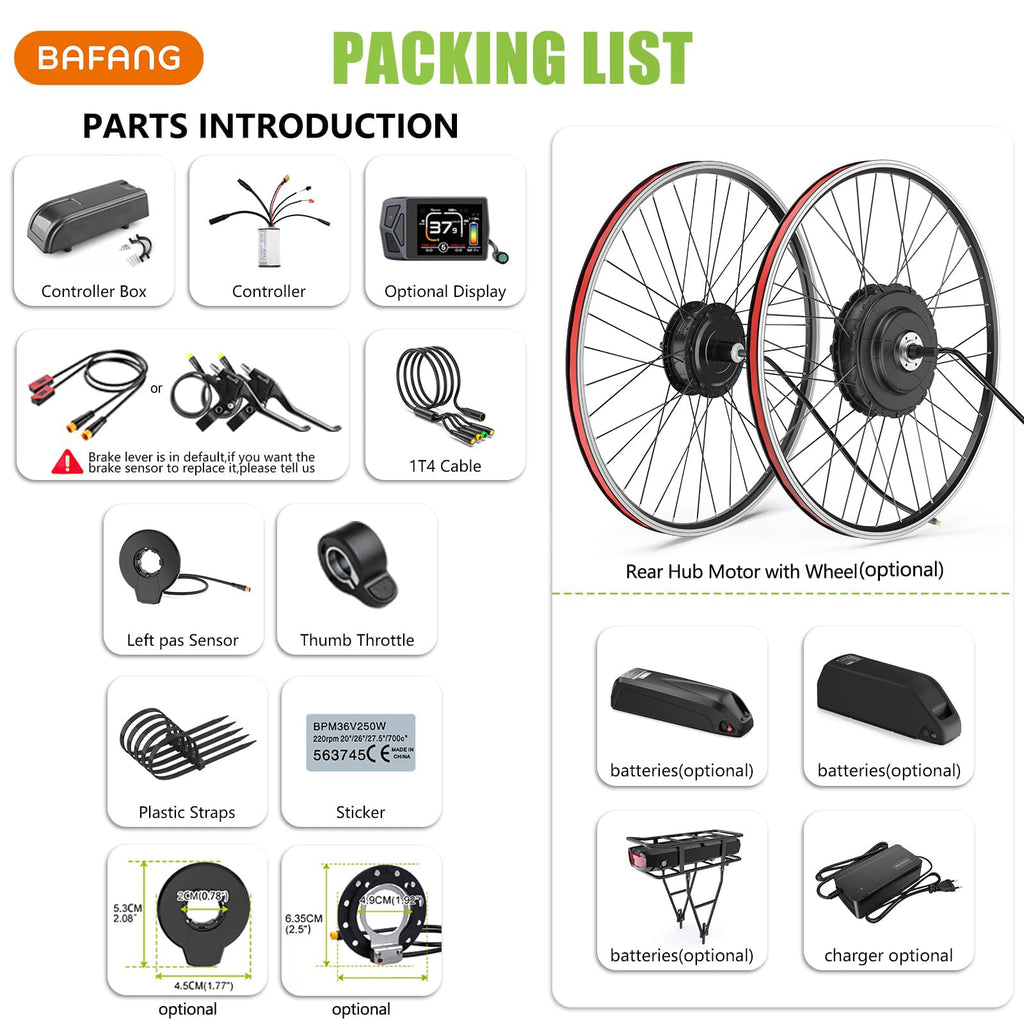 48V 500W 750W Rear Hub Motor Ebike Conversion Kit X845