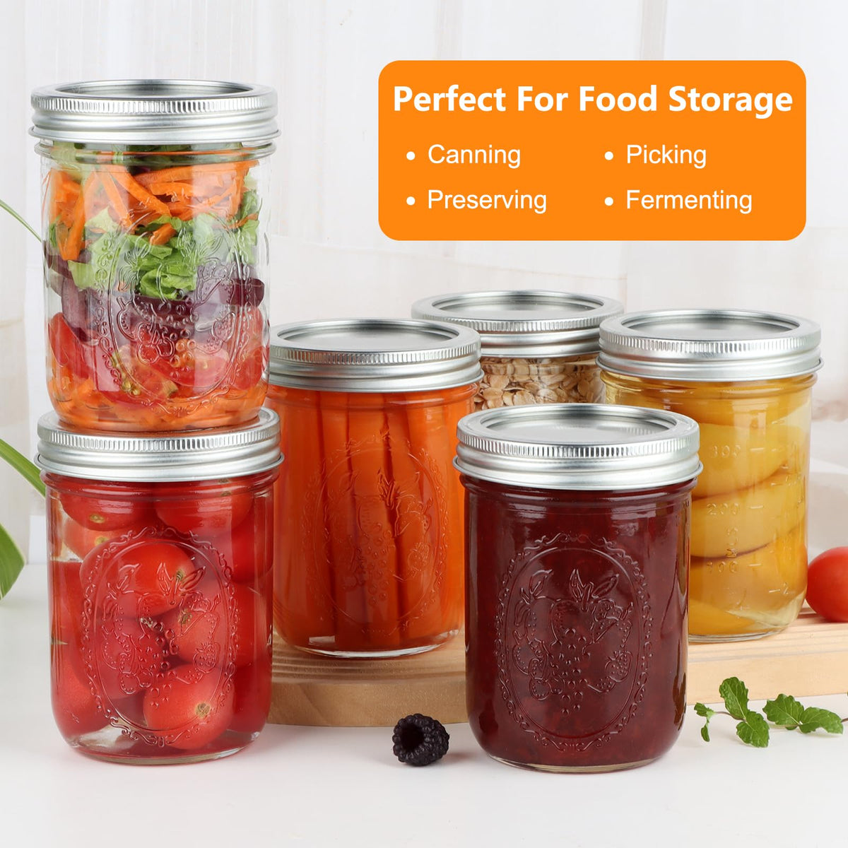 16 oz Wide Mouth Mason Jars 6 Pack K5545