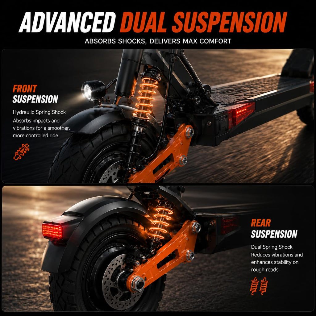 5600W Motor 46 MPH 27Ah Battery 10" Off Road Foldable Electric Scooter W546190