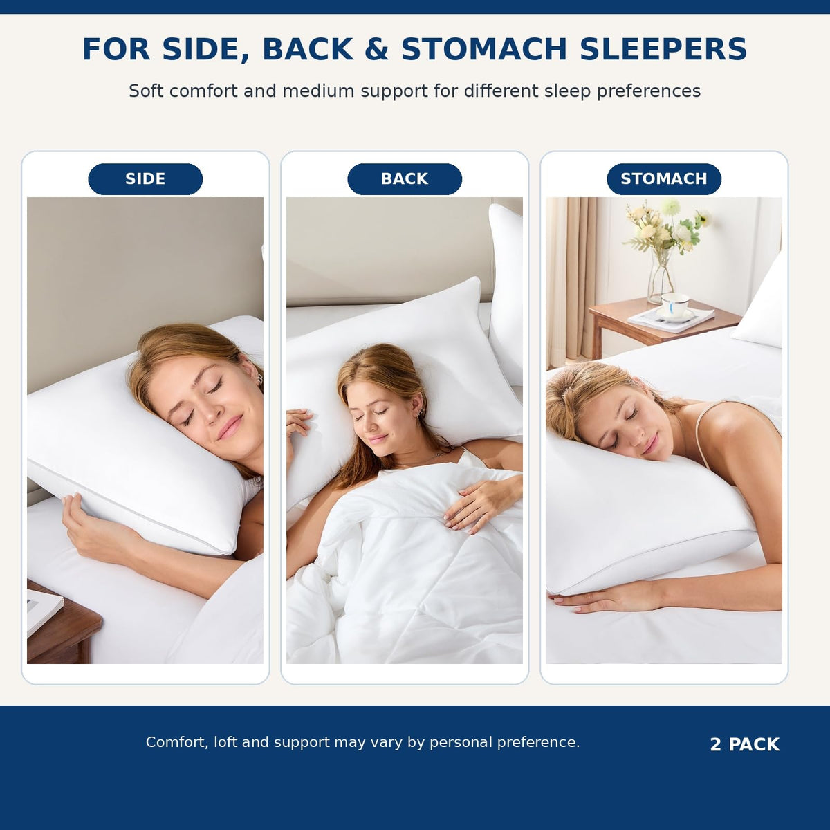 King Size Set of 2 Bed Pillows P6903