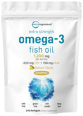 Omega 3 Fish Oil 1,200mg 240 Softgels Lemon Flavored Burpless EPA DHA T887