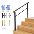4 Step Black Aluminum Iron Outdoor Stair Handrail Kit X4273