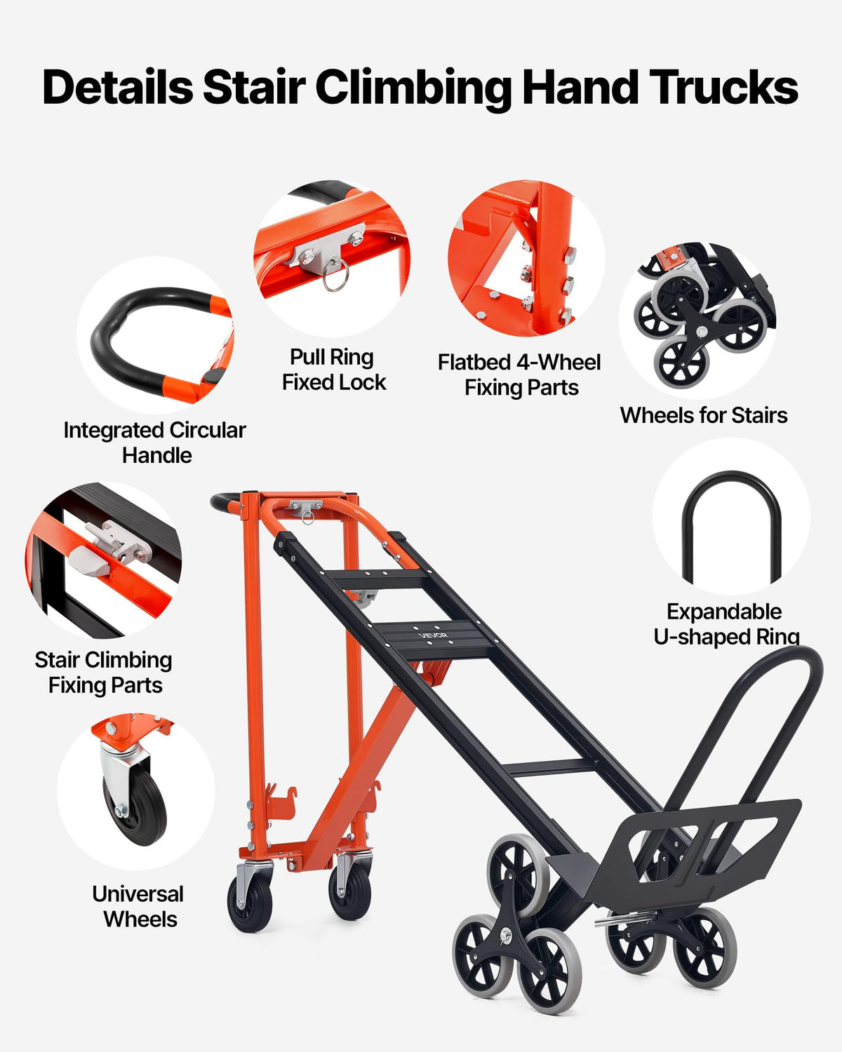 3 in 1 Convertible Stair Climbing Cart 770 lbs Folding Hand Truck Dolly E37664