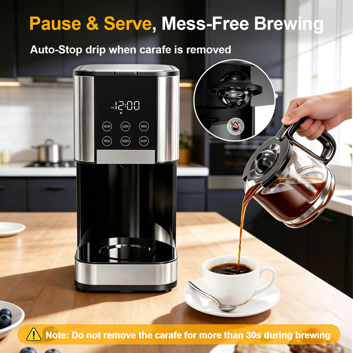 10 Cup Programmable Drip Coffee Maker with Glass Carafe Y9736