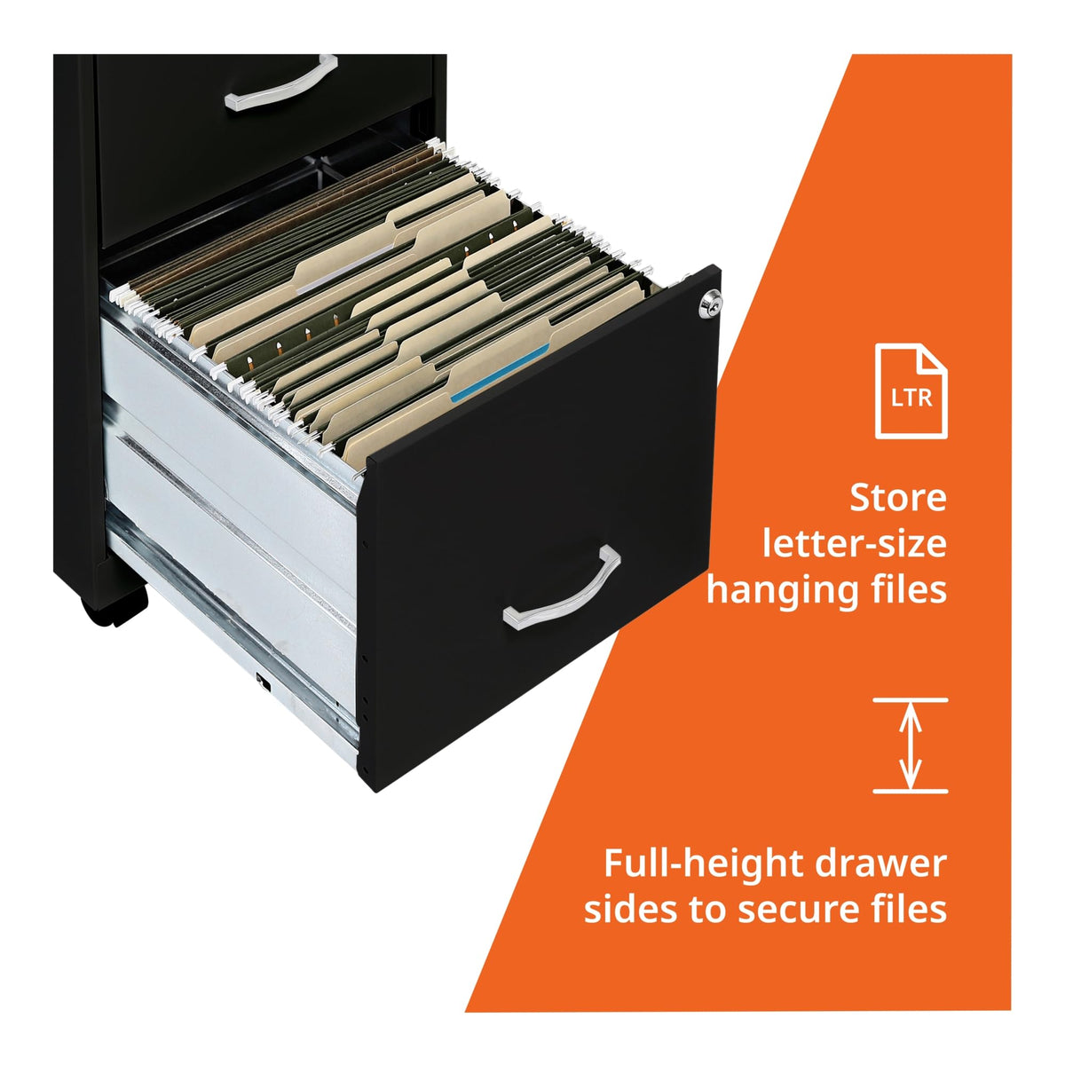 2-Drawer Mobile File Cabinet, Black Z7709
