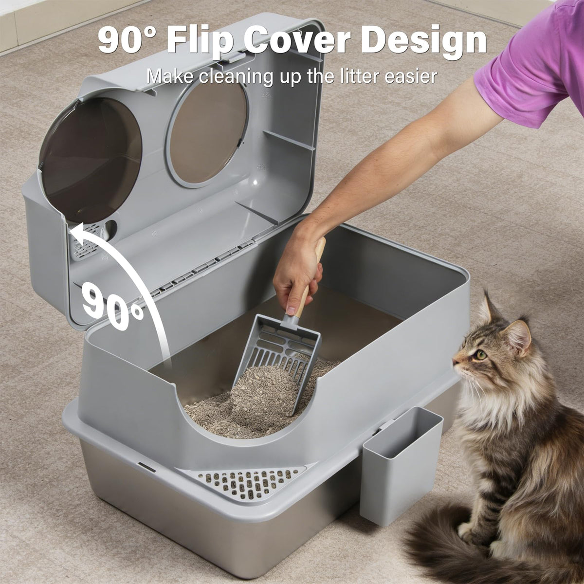 XL Stainless Steel Enclosed Cat Litter Box with Lid A56101