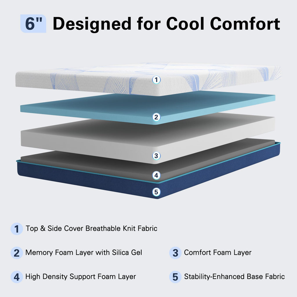 6 Inch Gel Memory Foam Twin Size Mattress G891