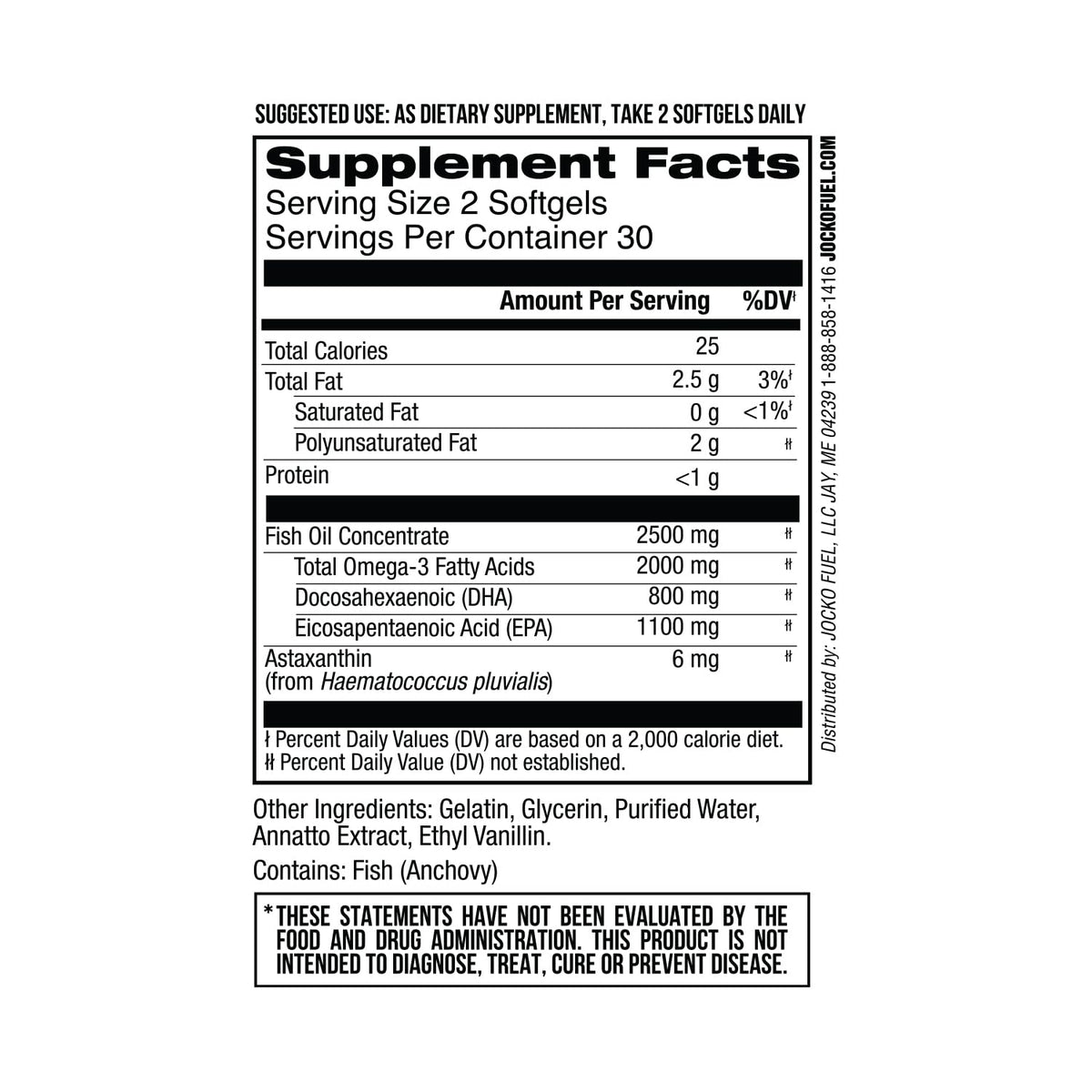 Omega 3 Fish Oil Supplement 2000mg Softgel N493584