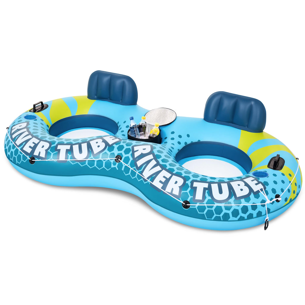 2-Person Inflatable River Tube with 2 Cup Holders & Removable Cooler X386