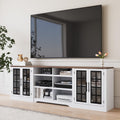 White Black TV Stand with 2 Cabinets and 3-Tier Shelves Z4148
