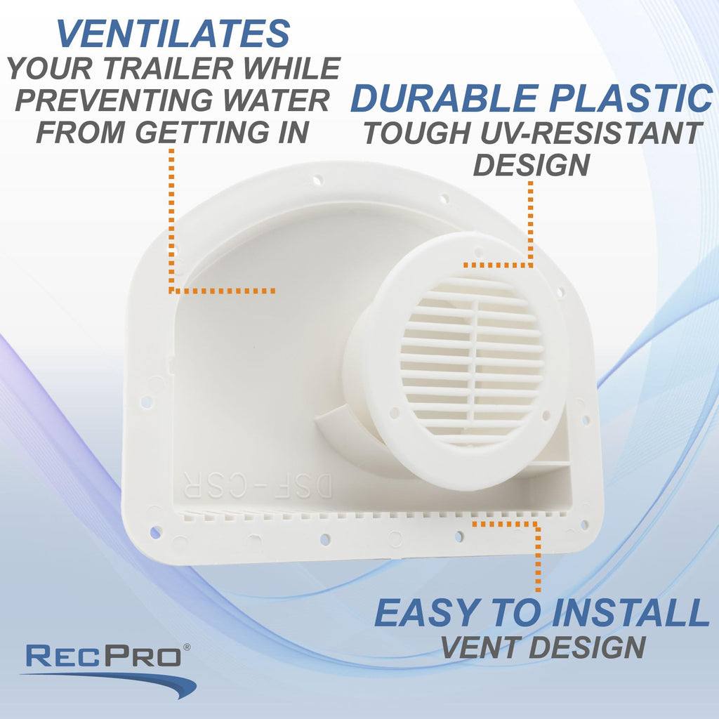 White Trailer Exterior Vent Cowl with Grill 2 Pack H3624