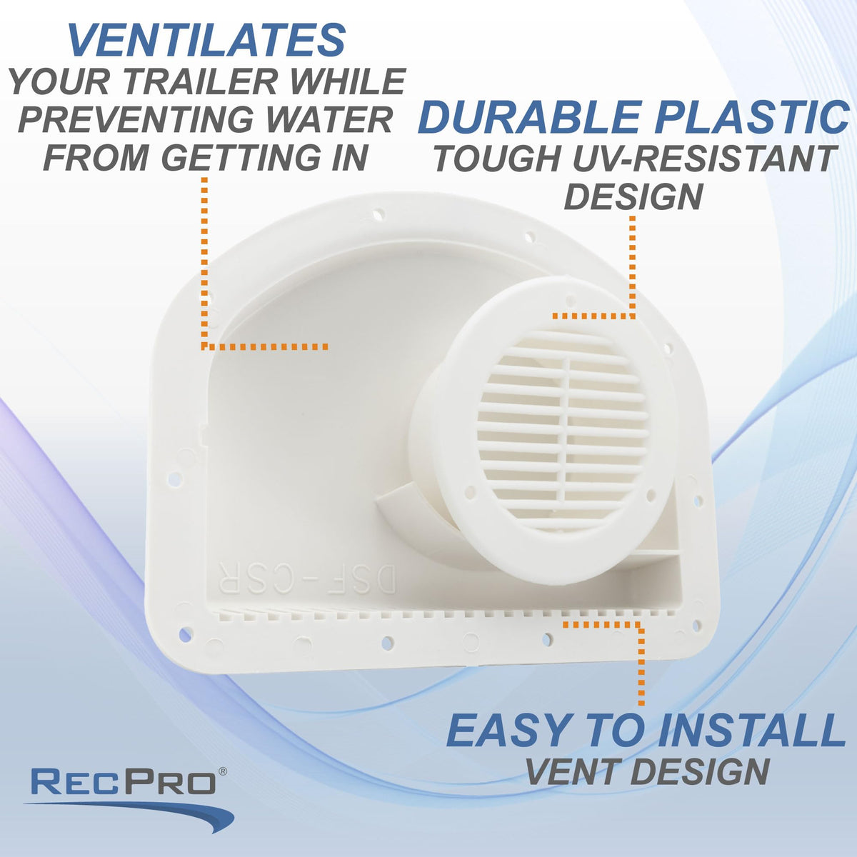 White Trailer Exterior Vent Cowl with Grill 2 Pack H3624