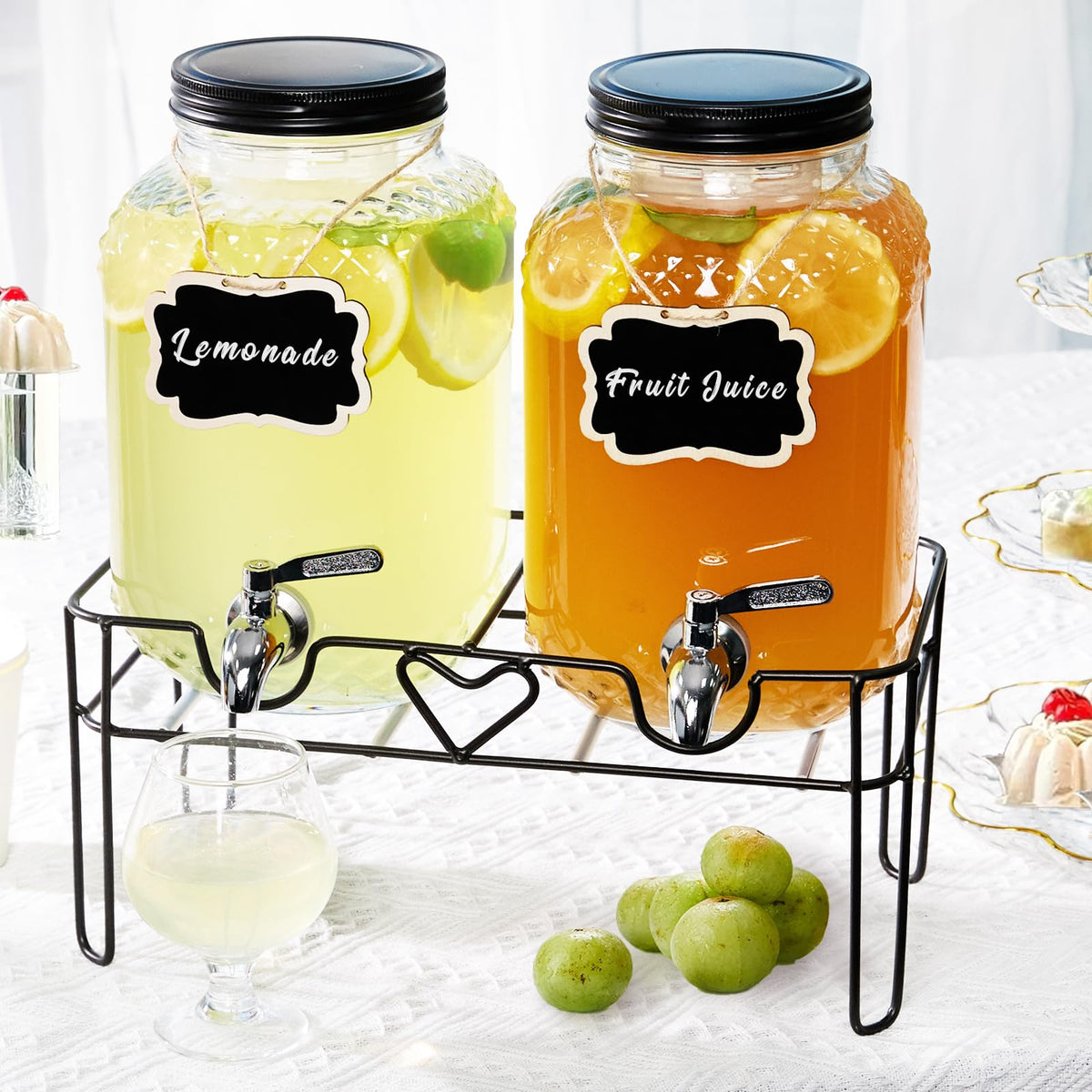 1 Gallon Glass Beverage Dispenser with Stand and Fruit Infuser K6590