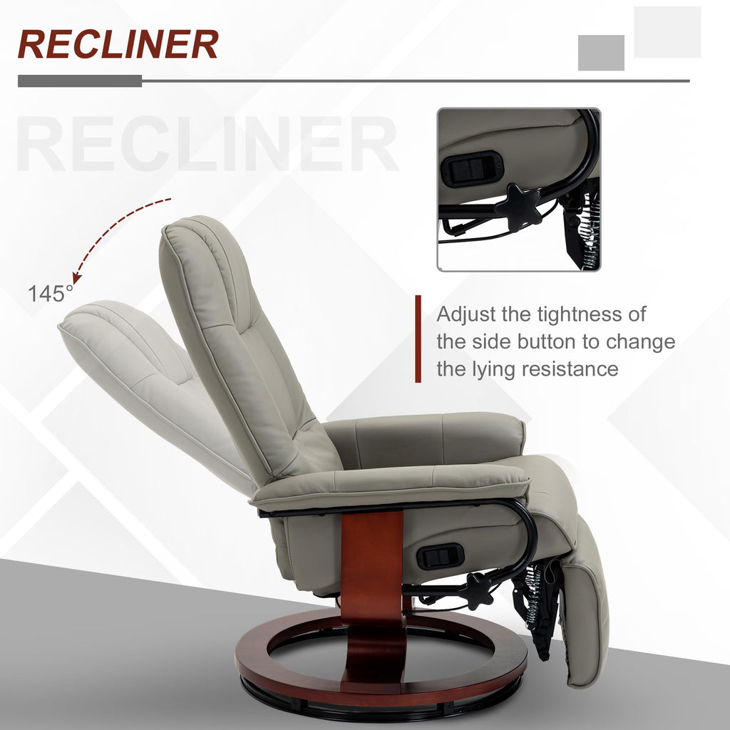 Gray PU Leather Swivel Recliner Chair Z12153