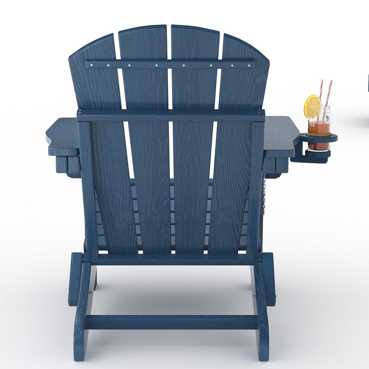 Navy Blue HDPE Folding Adirondack Chair Set of 6 with Cup Holder W498086
