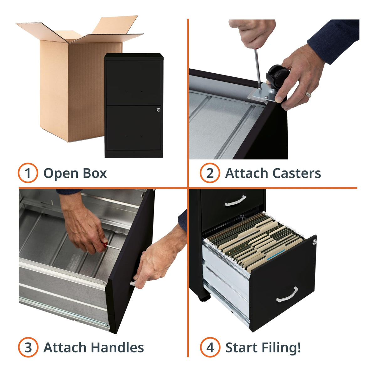 2-Drawer Mobile File Cabinet, Black Z7709