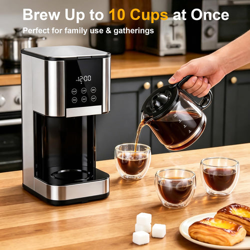 10 Cup Programmable Drip Coffee Maker with Glass Carafe Y9736