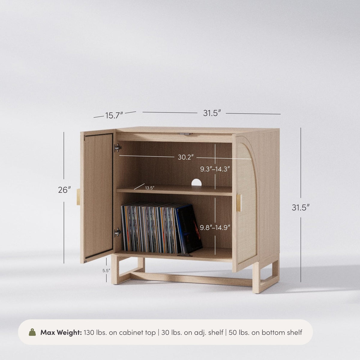 Mid-Century Modern Wood Storage Cabinet with Doors F9078
