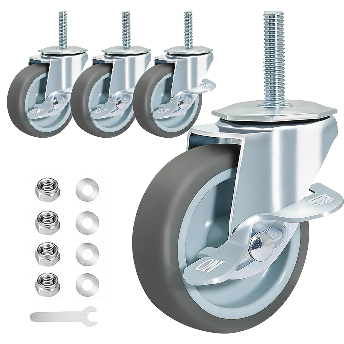Set of 4 Stem Casters with Brake G54177