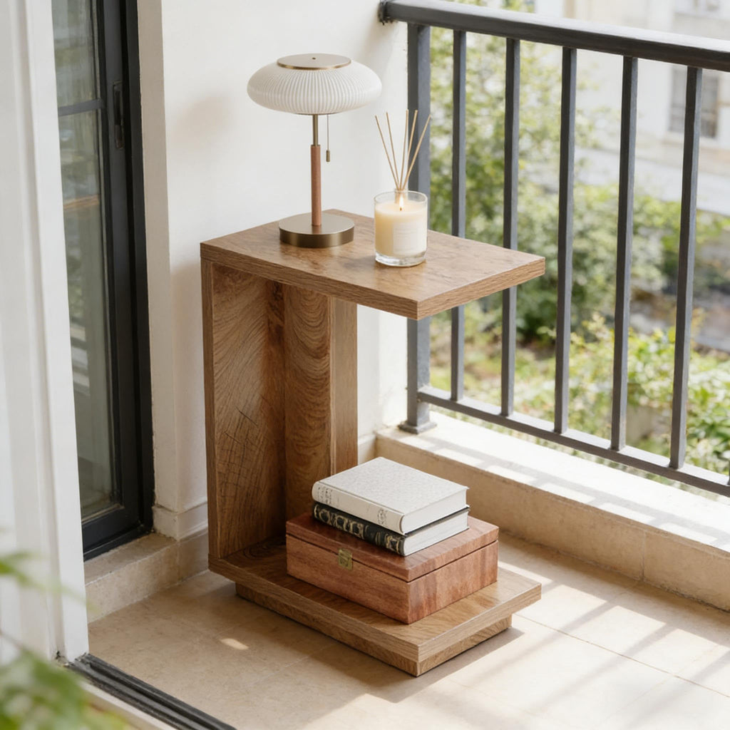 C-Shaped Side Table with Hidden Storage R9709