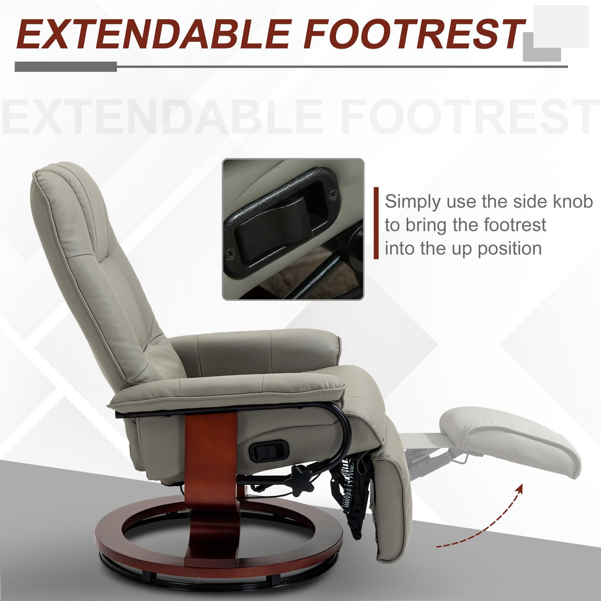 Gray PU Leather Swivel Recliner Chair Z12153