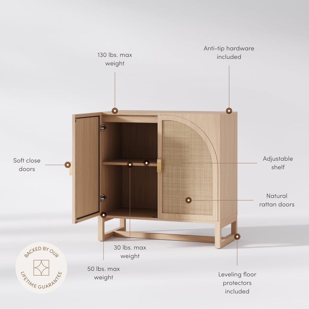 Mid-Century Modern Wood Storage Cabinet with Doors F9078