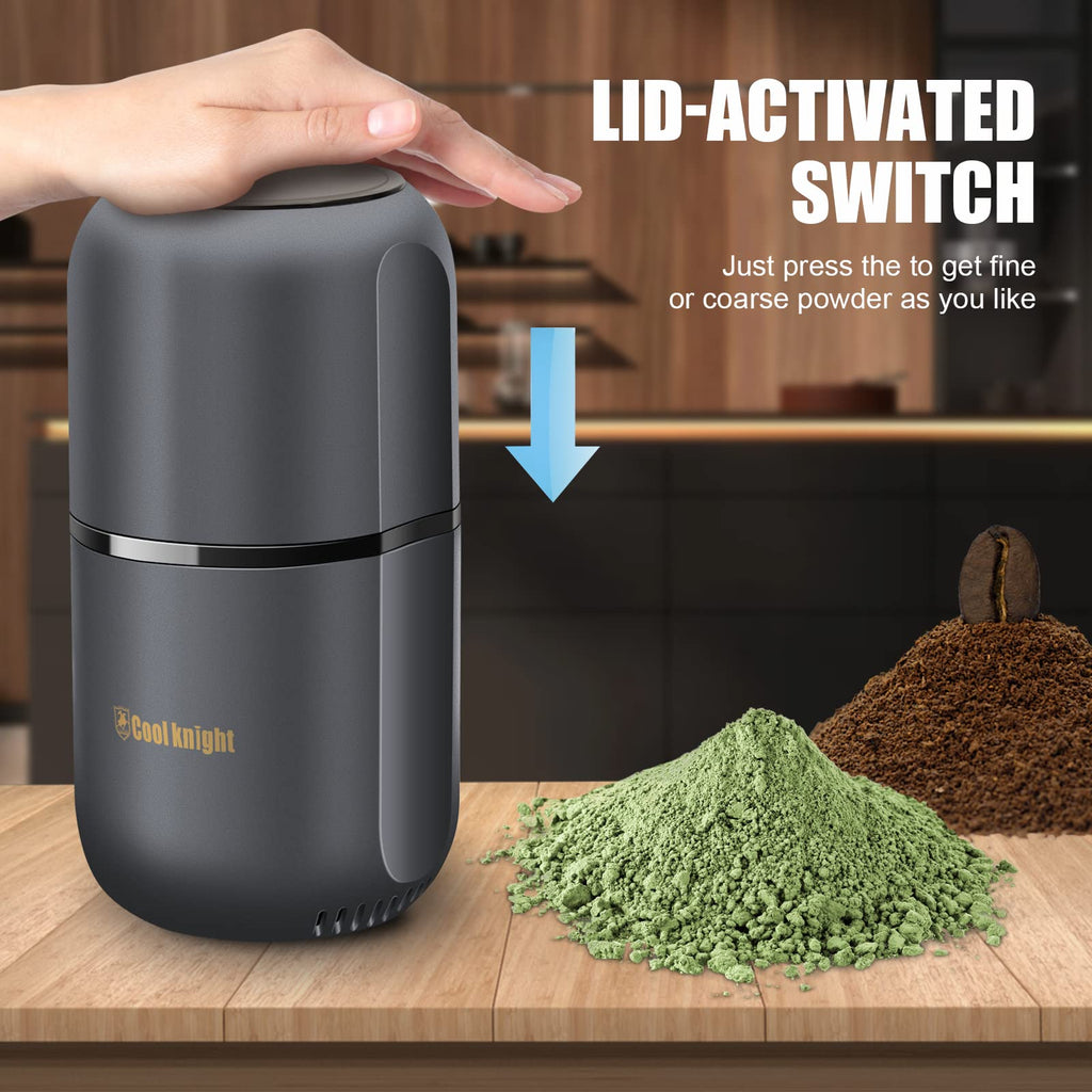 Electric Herb Grinder with Pollen Catcher 7.5" Grey T8497
