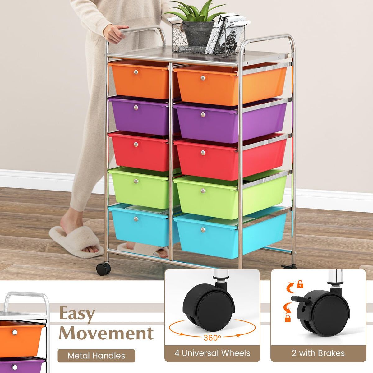 10 Drawer Rolling Storage Cart R5794