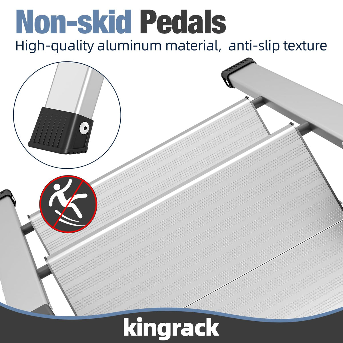 2 Step Aluminum Foldable Step Ladders 330lb Silver S749190