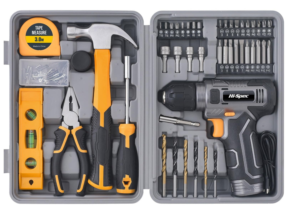 8V Cordless Drill Set & Household Tool Kit C22997
