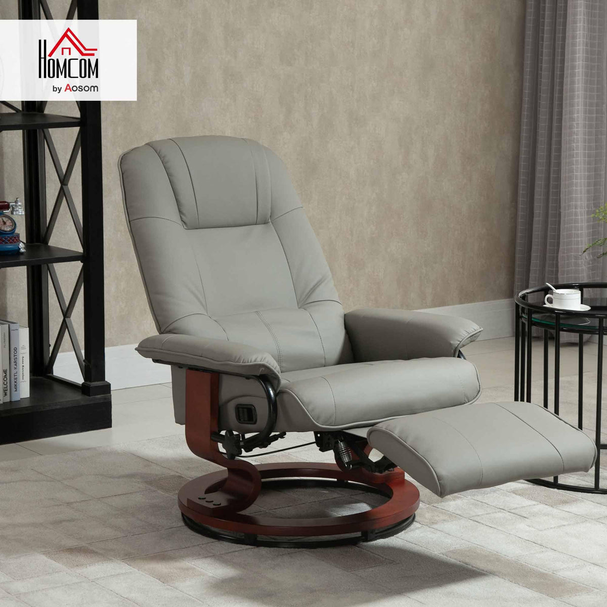 Gray PU Leather Swivel Recliner Chair Z12153