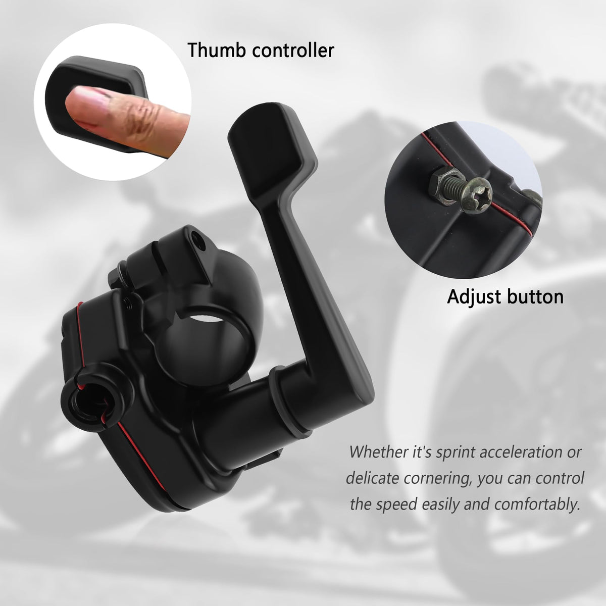22mm Thumb Throttle Kit with Cable Aluminum Motorcycle ATV B622340