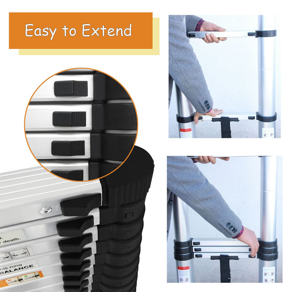 20.3ft Aluminum Telescoping Ladder with Hooks N123