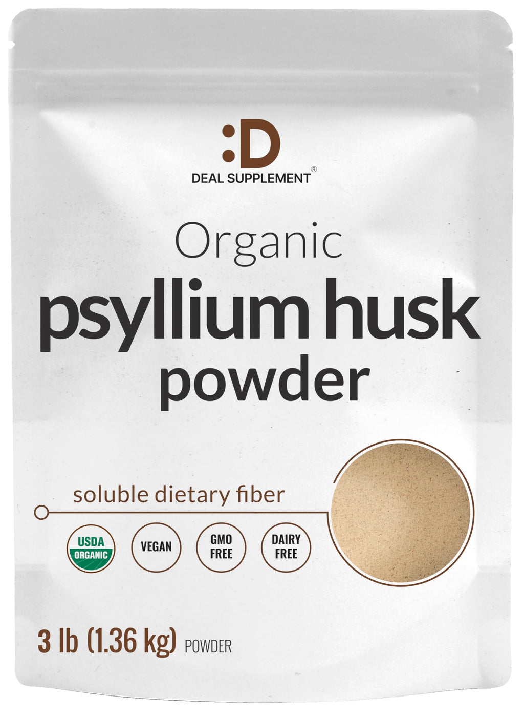 Organic Psyllium Husk Powder 3lbs Unflavored Soluble Fiber A5697