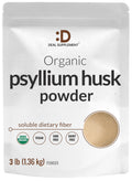 Organic Psyllium Husk Powder 3lbs Unflavored Soluble Fiber A5697