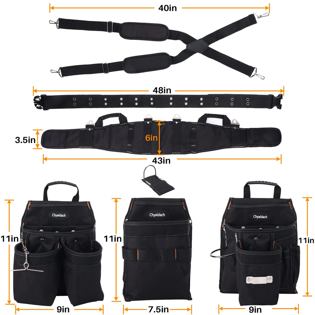 16-Pockets Adjustable Tool Belts with Suspenders C41101