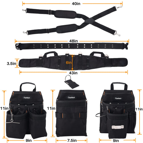 16-Pockets Adjustable Tool Belts with Suspenders C41101
